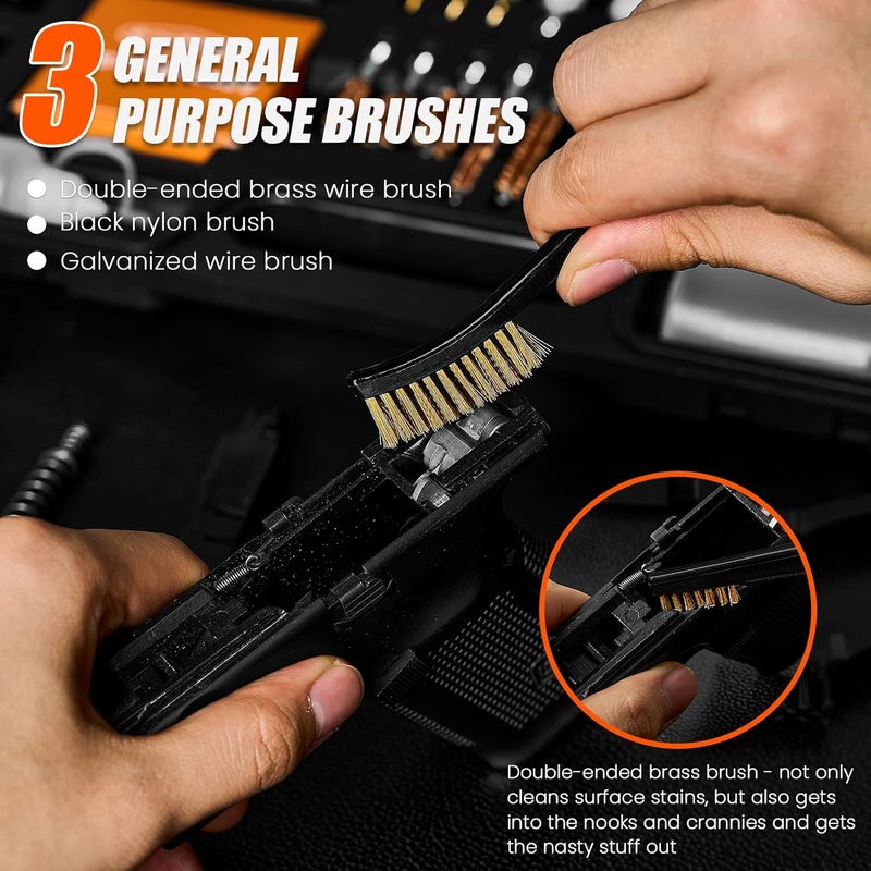 PERWIN Universal Gun Cleaning Kit for All Caliber Pistol Rifle Handgun Shotgun Hunting Cleaning Kit with Brass Rods and Tough Carrying Case, Gun Accessories Gifts for Men - Image 4